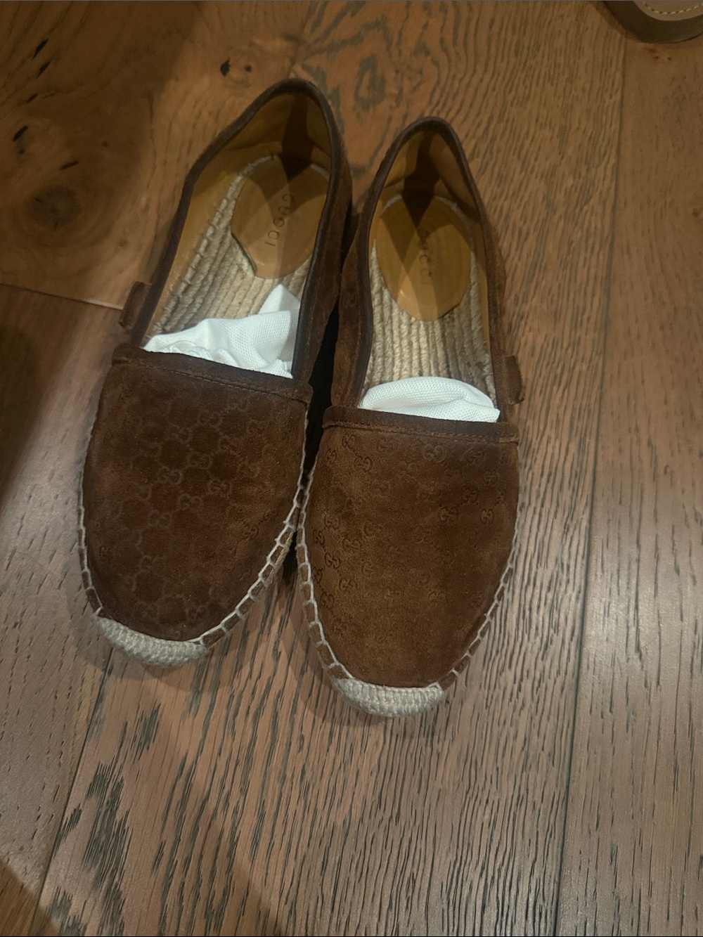 Gucci Brown Suede Slip-On Espadrille Loafers for Women